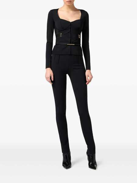 Sacouri Elisabetta Franchi Elisabetta Franchi Fitted Stretch Fabric Blazer With Logo Detail Black Femei (BM 18798384) 2