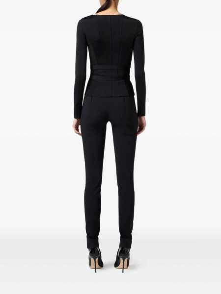 Sacouri Elisabetta Franchi Elisabetta Franchi Fitted Stretch Fabric Blazer With Logo Detail Black Femei (BM 18798384) 3