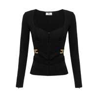 Sacouri Elisabetta Franchi Fitted Stretch Fabric Blazer With Logo Detail Femei