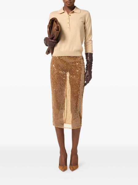 Fuste Elisabetta Franchi Elisabetta Franchi Sequin Skirt Beige Femei (BM 18798438) 2