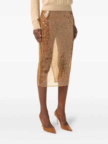 Fuste Elisabetta Franchi Elisabetta Franchi Sequin Skirt Beige Femei (BM 18798438) 3
