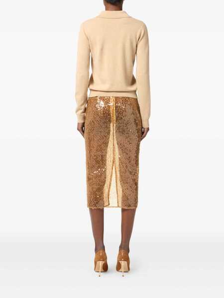 Fuste Elisabetta Franchi Elisabetta Franchi Sequin Skirt Beige Femei (BM 18798438) 4