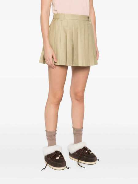 Fuste Moncler Moncler Pleated A-Line Skirt With Logo Beige Femei (BM 18798768) 3