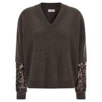 Pulovere Brunello Cucinelli Sequin Sleeve Sweater Femei