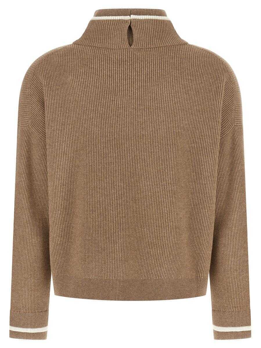 Pulovere Brunello Cucinelli Brunello Cucinelli Double Layer Sweater BROWN Femei (BM 18799056) 2