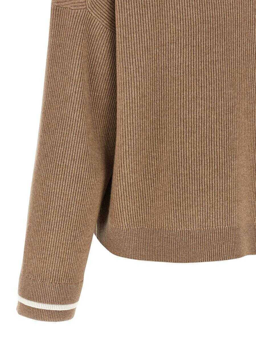 Pulovere Brunello Cucinelli Brunello Cucinelli Double Layer Sweater BROWN Femei (BM 18799056) 4