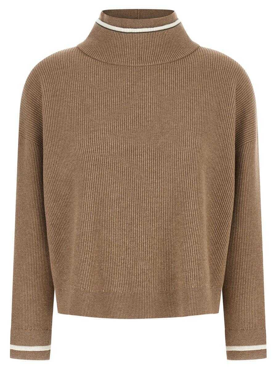 Pulovere Brunello Cucinelli Brunello Cucinelli Double Layer Sweater BROWN Femei (BM 18799056) 1