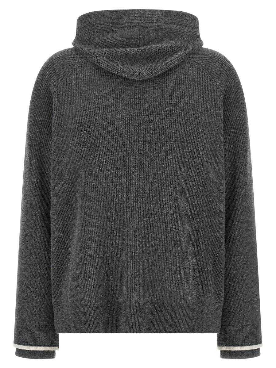 Pulovere Brunello Cucinelli Brunello Cucinelli Hooded Sweater GRAY Femei (BM 18799059) 2