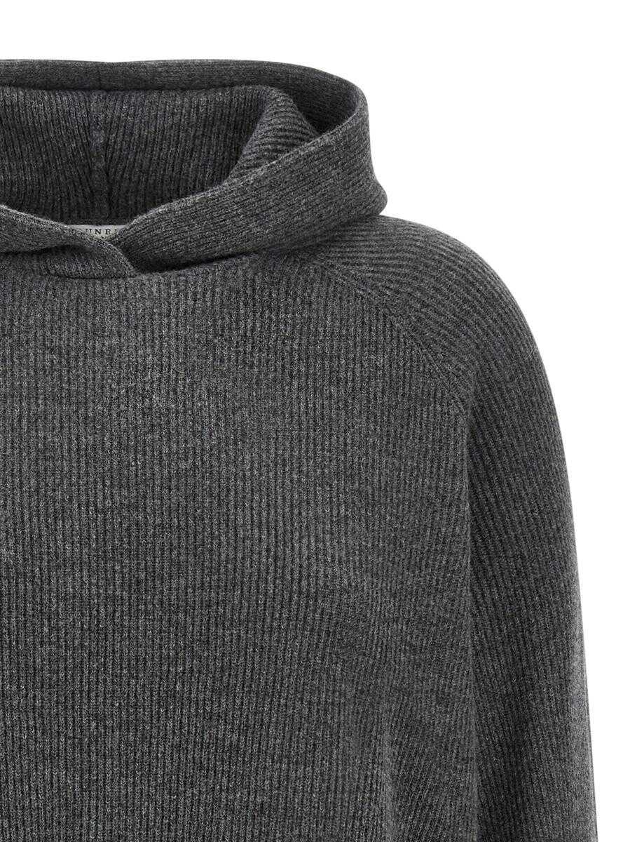 Pulovere Brunello Cucinelli Brunello Cucinelli Hooded Sweater GRAY Femei (BM 18799059) 3