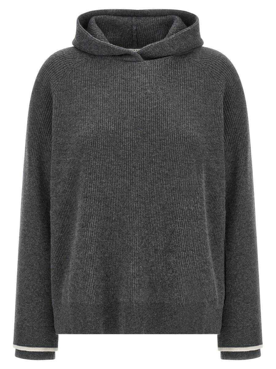 Pulovere Brunello Cucinelli Brunello Cucinelli Hooded Sweater GRAY Femei (BM 18799059) 1