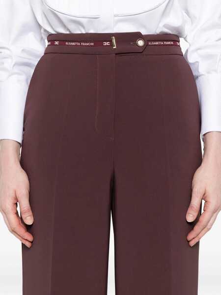 Pantaloni casual Elisabetta Franchi Elisabetta Franchi Burgundy High-Waist Trousers Red Femei (BM 18799557) 4