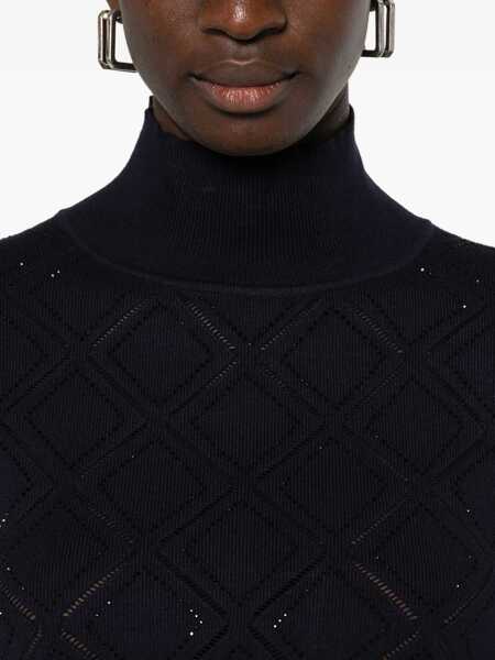 Pulovere Blumarine Blumarine Geometric Turtleneck Sweater BLUE Femei (BM 18799767) 5