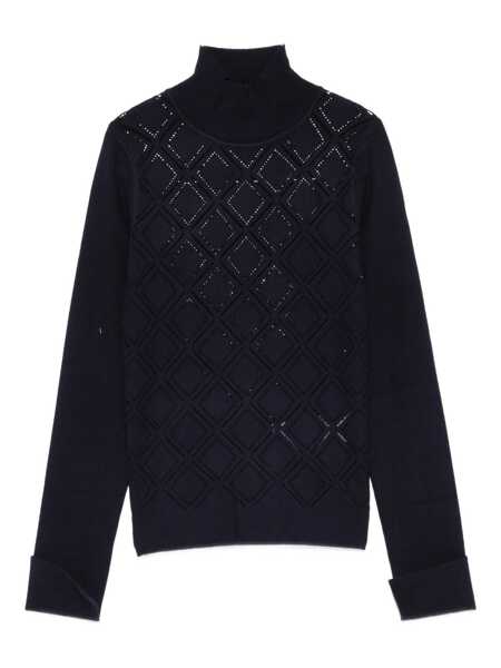 Pulovere Blumarine Blumarine Geometric Turtleneck Sweater BLUE Femei (BM 18799767) 1