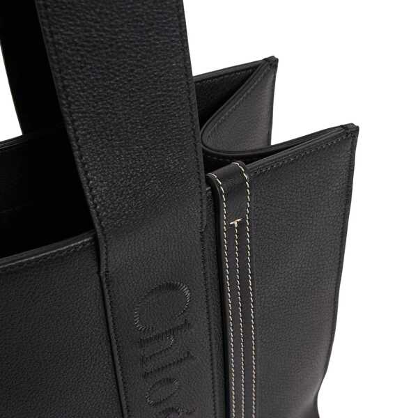 Genti de mana Chloe Chloe Woody Medium Leather Tote Bag Black Femei (BM 18800973) 3