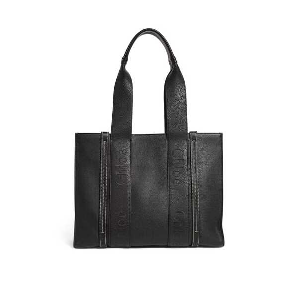Genti de mana Chloe Chloe Woody Medium Leather Tote Bag Black Femei (BM 18800973) 1