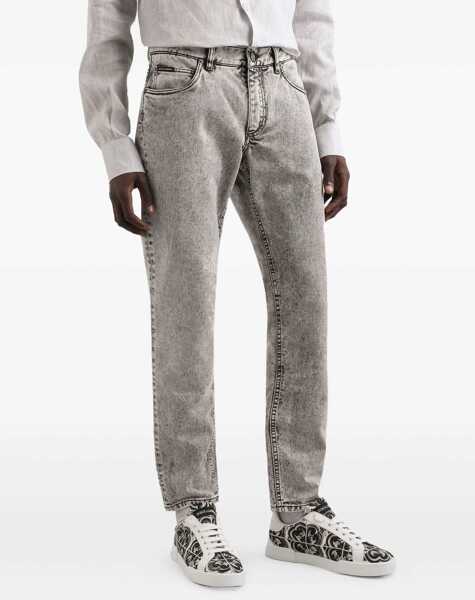 Blugi drepti Dolce & Gabbana Cotton Regular Pants GREY Barbati (BM 18801220) 4