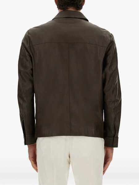 Sacouri office Hugo Boss Leather Jacket DARK BROWN Barbati (BM 18801289) 3