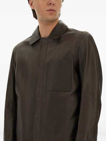 Sacouri office Hugo Boss Leather Jacket DARK BROWN Barbati (BM 18801289) 4