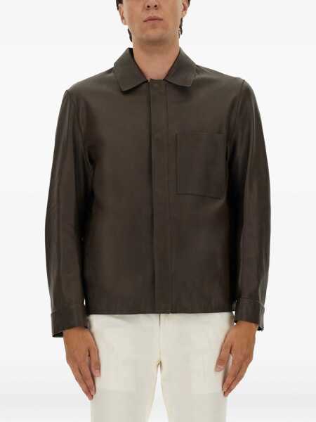 Sacouri office Hugo Boss Leather Jacket DARK BROWN Barbati (BM 18801289) 1