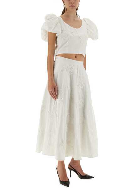 Fuste casual ROTATE Birger Christensen Floral Midi Skirt WHITE Femei (BM 18801340) 2