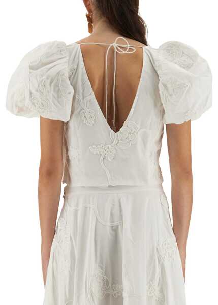 Bluze ROTATE Birger Christensen Cotton Top With Puff Sleeves WHITE Femei (BM 18801379) 3