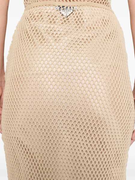 Fuste Prada Prada Cotton Midi Skirt Beige Femei (BM 18803055) 5