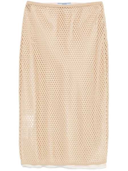 Fuste Prada Prada Cotton Midi Skirt Beige Femei (BM 18803055) 1
