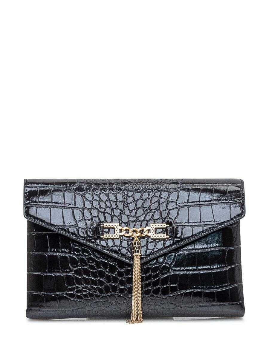 Portofele Elisabetta Franchi Elisabetta Franchi Elisabetta Franchi Clutch Bag Crocodile Effect Black Femei (BM 18804552) 1