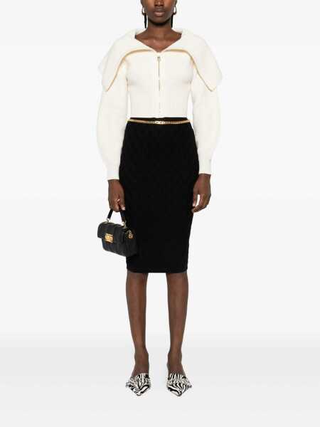 Fuste Elisabetta Franchi Elisabetta Franchi Knit Diamond-Pattern Skirt With Jewel Detail Black Femei (BM 18805479) 1