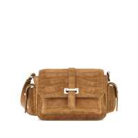 Genti de umar Hogan Flap S Shoulder Bag In Brown Camel Suede Femei