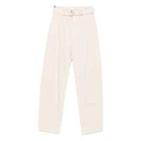 Pantaloni casual Liu Jo Ecru Cotton Trousers With Belt Femei