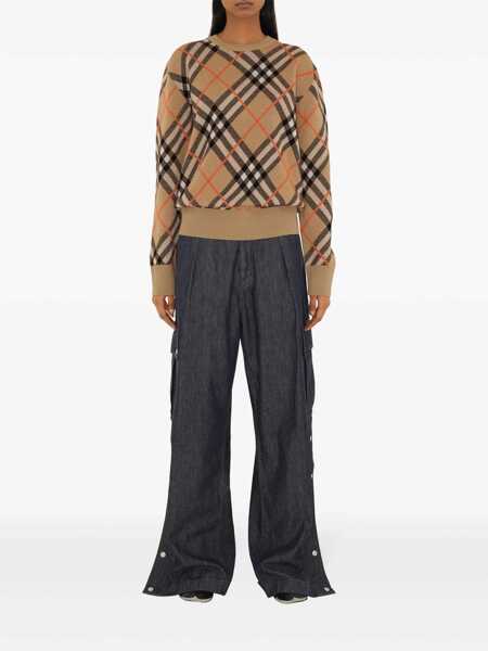 Pulovere Burberry Burberry Check Wool Blend Sweater Brown Femei (BM 18807324) 2