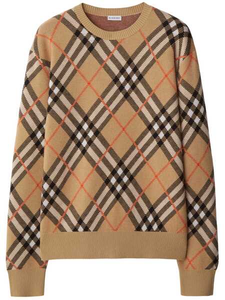 Pulovere Burberry Burberry Check Wool Blend Sweater Brown Femei (BM 18807324) 1