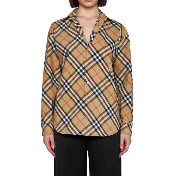 Camasi Burberry Burberry Check Cotton Shirt Brown Femei (BM 18807348) 2