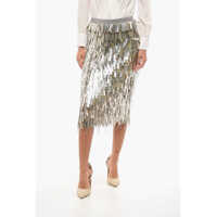 Fuste lungi Sequined Longuette With Beads And Side Zip Femei