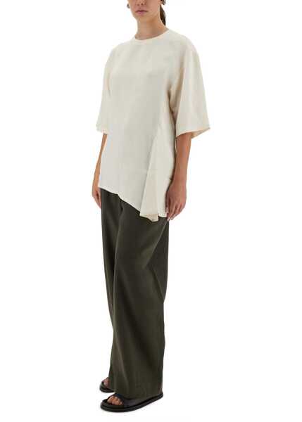 Tricouri STUDIO NICHOLSON Asymmetrical Vichy T-Shirt WHITE Femei (BM 18807415) 2