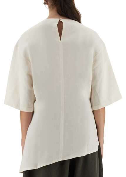 Tricouri STUDIO NICHOLSON Asymmetrical Vichy T-Shirt WHITE Femei (BM 18807415) 3