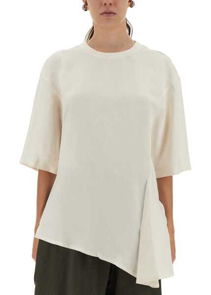 Tricouri STUDIO NICHOLSON Asymmetrical Vichy T-Shirt WHITE Femei (BM 18807415) 1