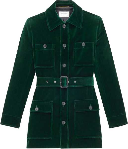 Jachete Saint Laurent Velvet saharan Jacket GREEN Femei (BM 18807544) 1