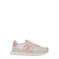 Sneakers Dolce & Gabbana 'Aria' Pink Running Sneakers With Logo Detail In Suede And Tech Fabric Woman