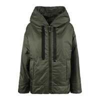 Geci Max Mara Green Khaki Padded Drip-Proof Canvas Jacket With Hood Femei