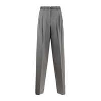Pantaloni casual Max Mara Grey Wool Knit Pants Femei