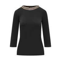 Tricouri Fabiana Filippi Black T-Shirt With Embroidery By Fabiana Filippi Femei