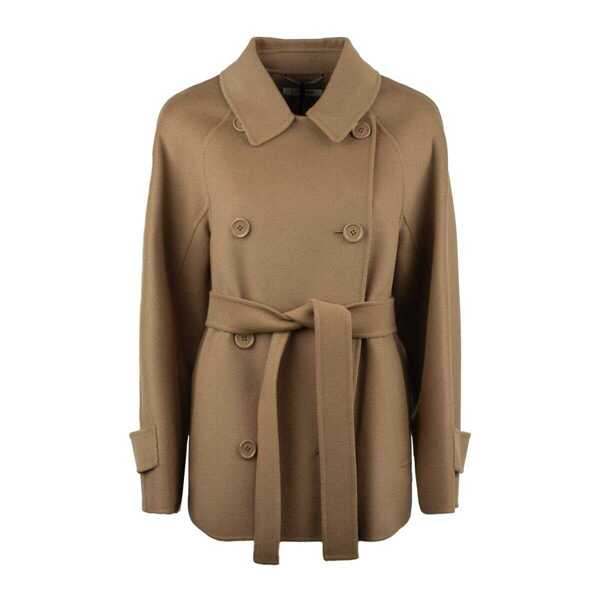 Paltoane Max Mara Max Mara Short Camel Trench Coat In Double Wool Beige Femei (BM 18814326) 1
