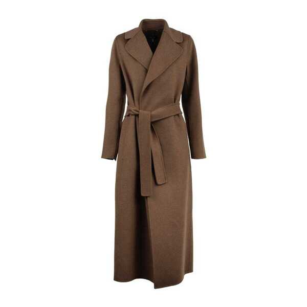 Paltoane Max Mara Max Mara Brown Wool Drap Robe Coat BROWN Femei (BM 18815232) 1