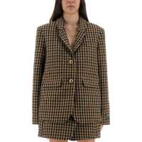 Geci Ganni Checked Wool Blazer Femei