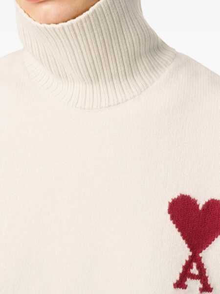 Pulovere AMI Paris Ami De Coeur Turtleneck Sweater WHITE Barbati (BM 18817048) 5