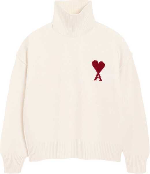 Pulovere AMI Paris Ami De Coeur Turtleneck Sweater WHITE Barbati (BM 18817048) 1