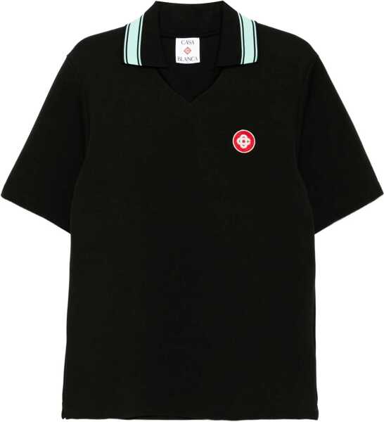 Tricouri Polo Casablanca Polo Shirt with logo patch BLACK Barbati (BM 18817270) 1