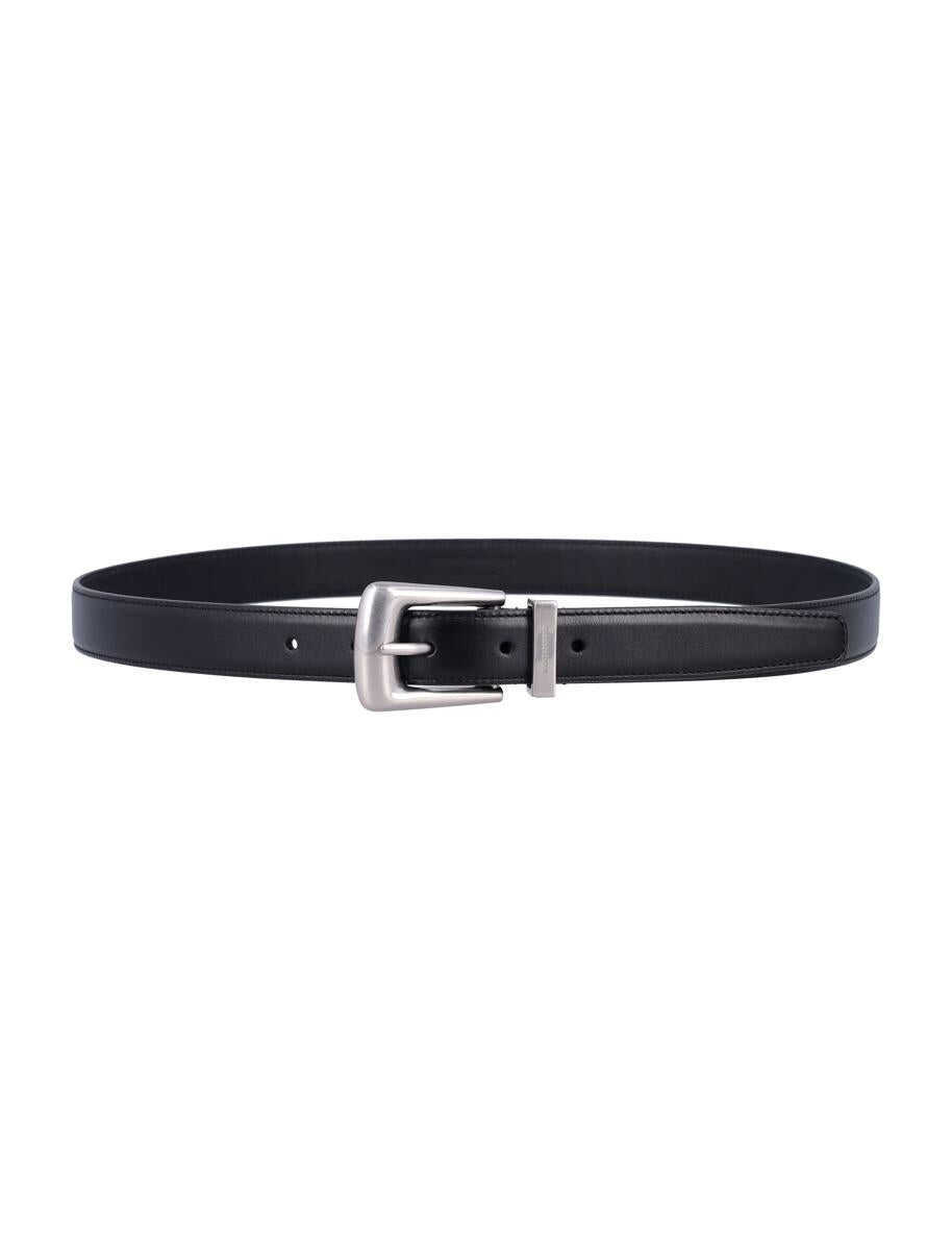 Curele Saint Laurent Saint Laurent Folk Smooth Leather Belt Black Barbati (BM 18820383) 2
